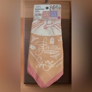 Daiso Disney Princess “Belle” Bandanna Peach Pink White New Scarf